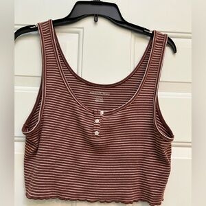 American Eagle Outfitters Maroon Striped Crop Top XL